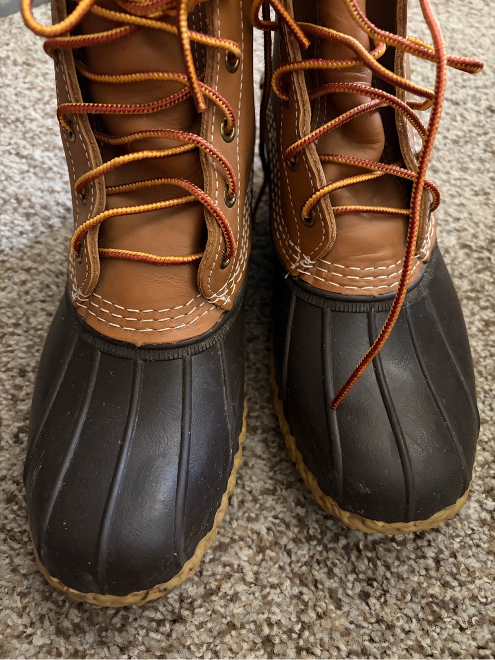 L.L. Bean Two-Tone Brown Waterproof Duck Boots - Picture 2 of 5